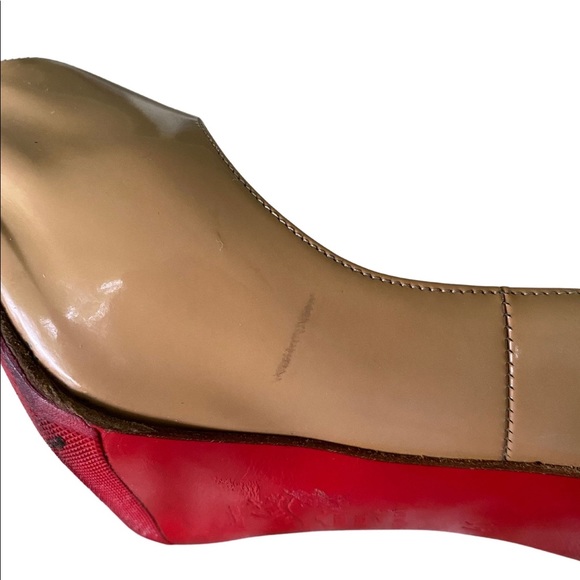 👠 Christian Louboutin New Very Prive 120 Patent Dark Nude Peep Toe 41 US 10.5 - Picture 8 of 12